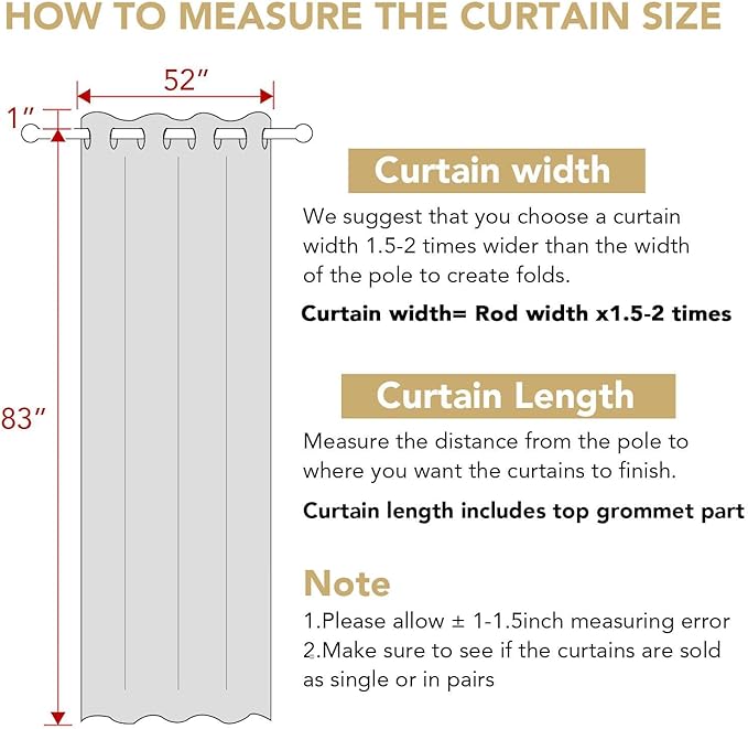 H.VERSAILTEX Living Room Linen Semi Sheer Curtains Nickel Grommet Curtains Privacy Added Energy Saving Light Filtering Window Treatments Draperies for Bedroom, Angora, 2 Panels, 52 x 84 - Inch