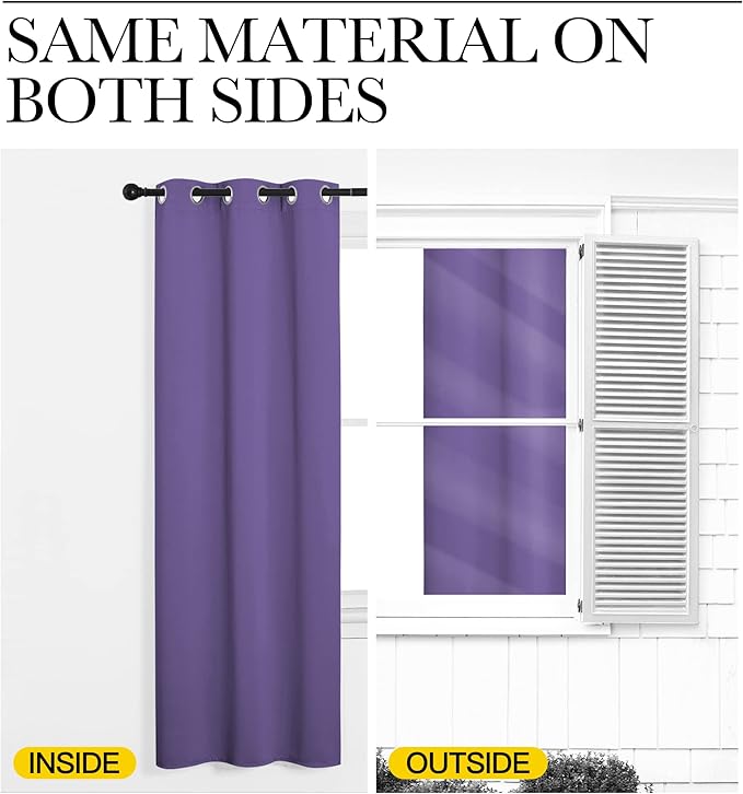 NICETOWN Room Darkening Draperies Window Curtain Panels, Lilac Purple, 2 Panels, W60 x L84 -inch, Thermal Insulated Grommet Room Darkening Curtains for Bedroom