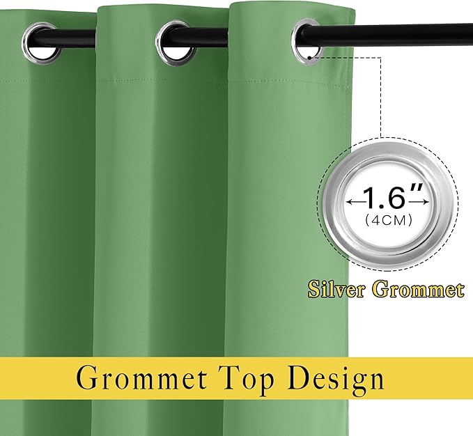 NICETOWN Forest Green Blackout Bedroom Curtains 96 inches Long, Grommet Thermal Insulated Room Darkening Window Treatments Sound Reducing for Living Room, W46 x L96, 2 Panels