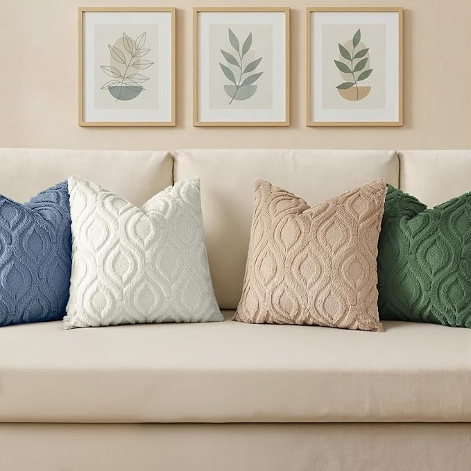decorUhome Throw Pillow Covers 24x24 Inch Set of 2, Soft Plush Faux Wool Dusty Blue Solid Couch Pillow Covers, Accent Euro Sham Farmhouse Neutral Square Pillow Cases for Sofa Bed Living Room