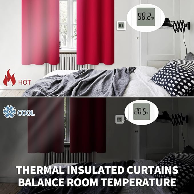 BGment Room Darkening Curtains 84 Inches Long - Grommet Thermal Insulated Drapes Window Treatment Curtains for Bedroom, 2 Panels, 70 x 84 Inch, Red