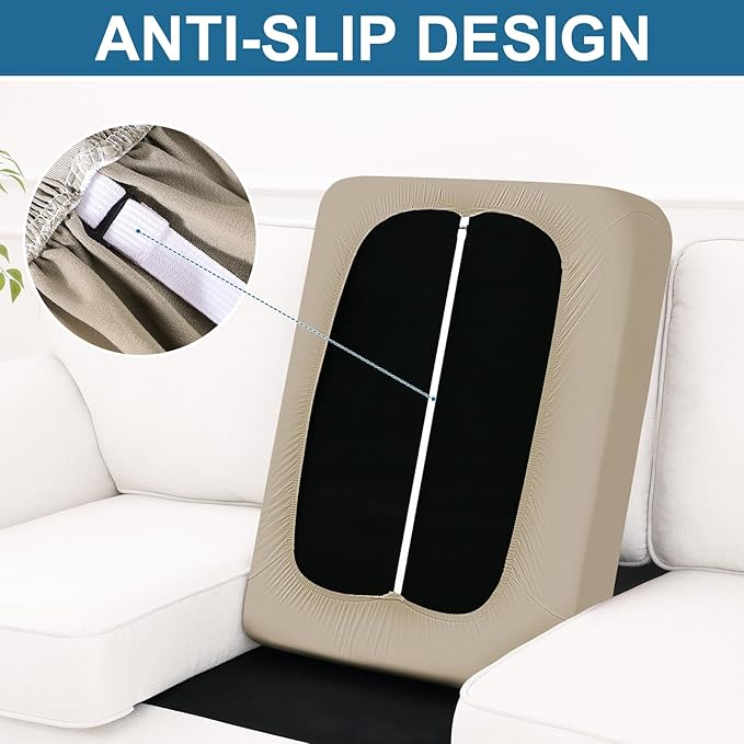 Smiry Printed Couch Cushion Covers, Stretch Soft Couch Covers for Sofa, Washable Non-Slip Sofa Slipcover Furniture Protector for Indoor and Outdoor (Medium,Taupe)