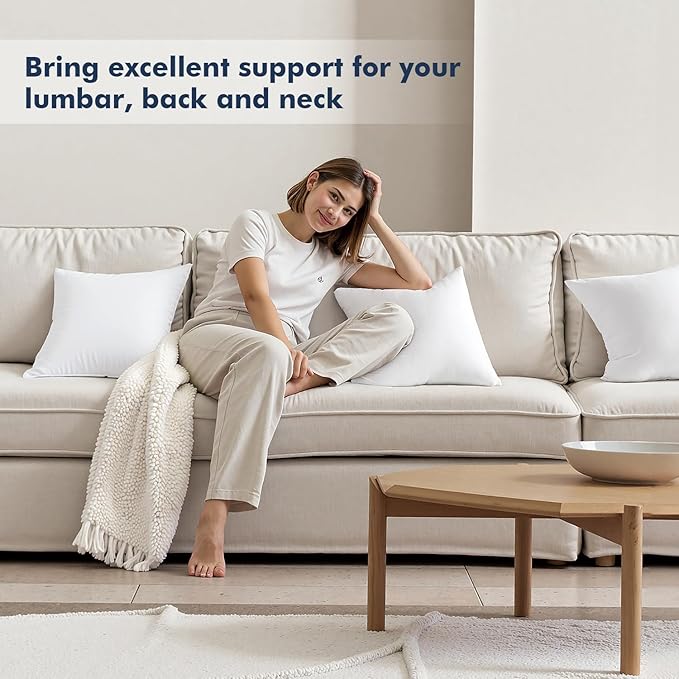 MIULEE Throw Pillows Inserts, Pack of 2 16x24 Inch 100% Virgin Fiber Filling Bed Couch Pillows