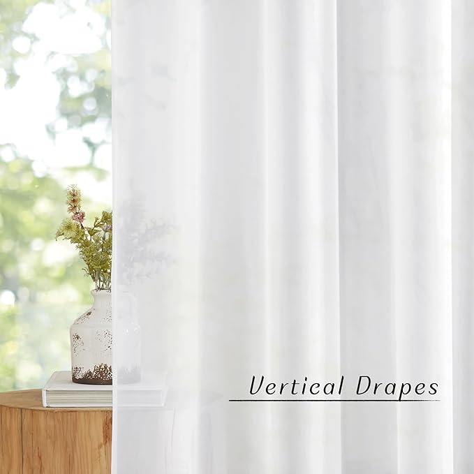 NICETOWN Voile White Sheer Curtains 84 inches Long for Sliding Glass Door, Grommet Casual Airy & Elegant Extra Wide Window Treatments for Bedroom/Living Room, W66 x L84, 2 Panels