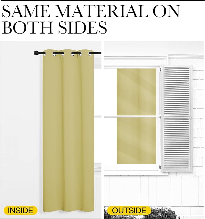 NICETOWN Blackout Window Curtains 60 inch Length 2 Panels, 34 x 60 Inch, Paler Yellow, Grommet Top Room Darkening Thermal Insulated Solid Vertical Drapes for Bedroom/Kid Room