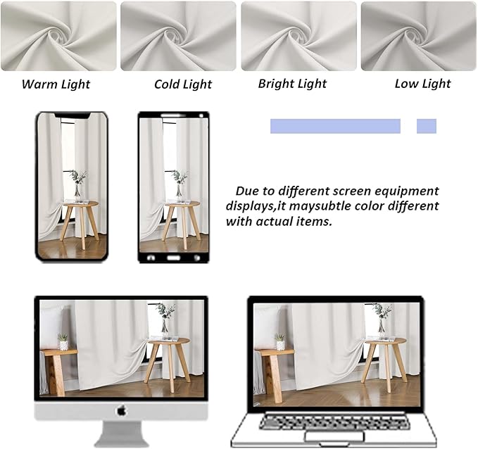 Simplebrand Ava Natural Blackout Curtains for Patio 108 Inches Long 2 Panels Set, Solid Thermal Insulated Room Darkening Rod Pocket Window Treatment Curtains Blackout Drapes, W50 x L108 Inch, Natural