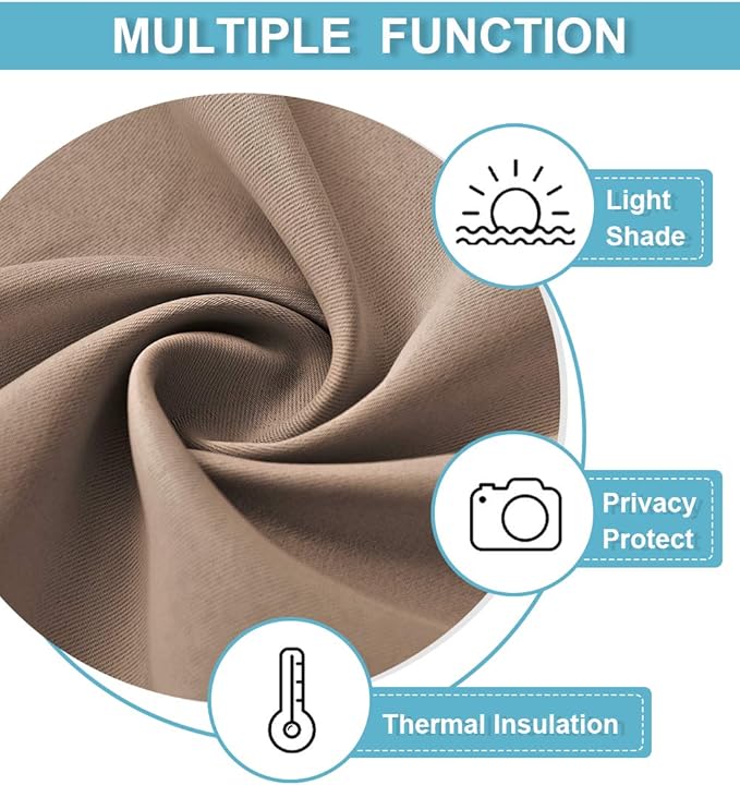 RYB HOME Blackout Curtains for Bedroom Living Room 63 inches Long, Thermal Insulated Privacy Rod Pocket Drapes for Nursery Office Home Theater, Width 42 by Length 63, Mocha, 2 Panels