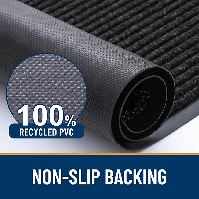OLANLY Front Door Mat Indoor Outdoor Entrance, Waterproof Heavy Duty Doormat, Fade Resistant, Low Profile, Easy Clean Patio Porch Welcome Floor Mats for Entry, 71x47, Off-Black