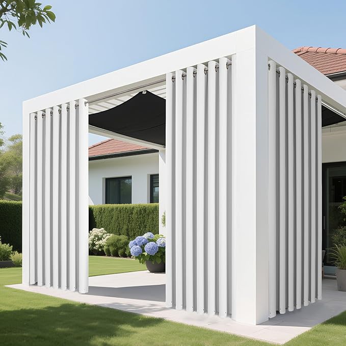 Joydeco Blackout Patio Sliding Door Curtains 90 Inches Long, Grommet Privacy Room Divider Curtains, Extra Wide Thermal Blackout Drapes for Bedroom Living Room (Pure White, 60Wx90L, 1 Panel)