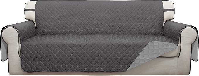 ISSUNTEX Double Protection 100% Waterproof Sofa Covers for Living Room, Reversible Couch Covers for 3 Cushion Couch Sofa, Furniture Protector Sofa Cover for Pets (X Large, Gray/Light Gray)