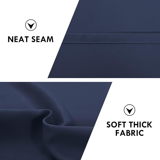 DWCN Navy Room Darkening Blackout Curtains - Thermal Insulated Privacy Energy Saving Window Curtain Drapes 42 x 45 inch Length, Set of 2 Bedroom Living Room Curtains