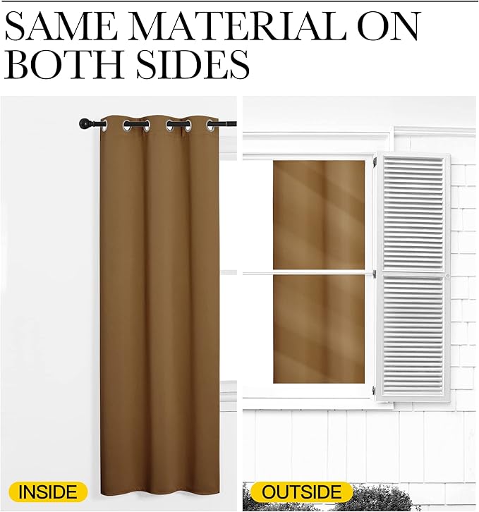 NICETOWN Sleek Blackout Curtains 95 inches Length for Windows, Noise Reducing and Block Draft Panels for Door Doorway Laundry Office Luxury Decor Theme (2 Panels, Gold Brown, W42 x L95 -Inch)