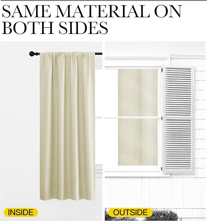 NICETOWN Blackout Curtains for Living Curtains, Window Treatment Thermal Insulated Solid Room Darkening Drape Panels for Patio Sliding Glass Door (Beige, Set of 2, 42 inches Width by 84 inches Length)