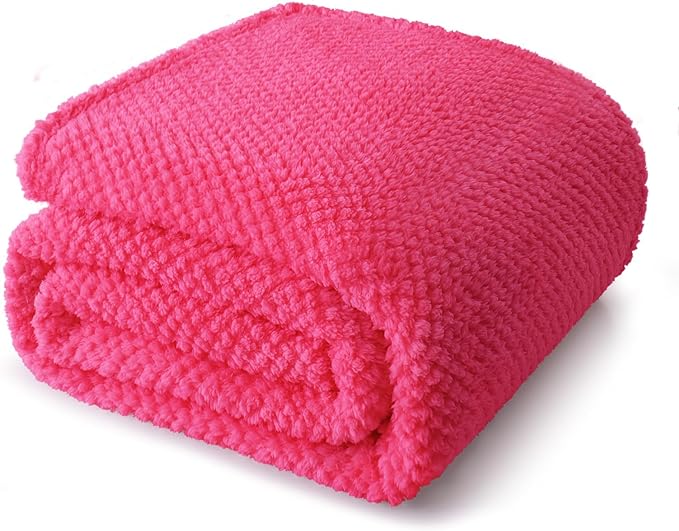 Whale Flotilla King Size Fuzzy Fleece Blanket for Bed, 90x104 Inch Fluffy Warm Soft Jacquard Blankets for All Season, Lightweight and Cozy, Hot Pink