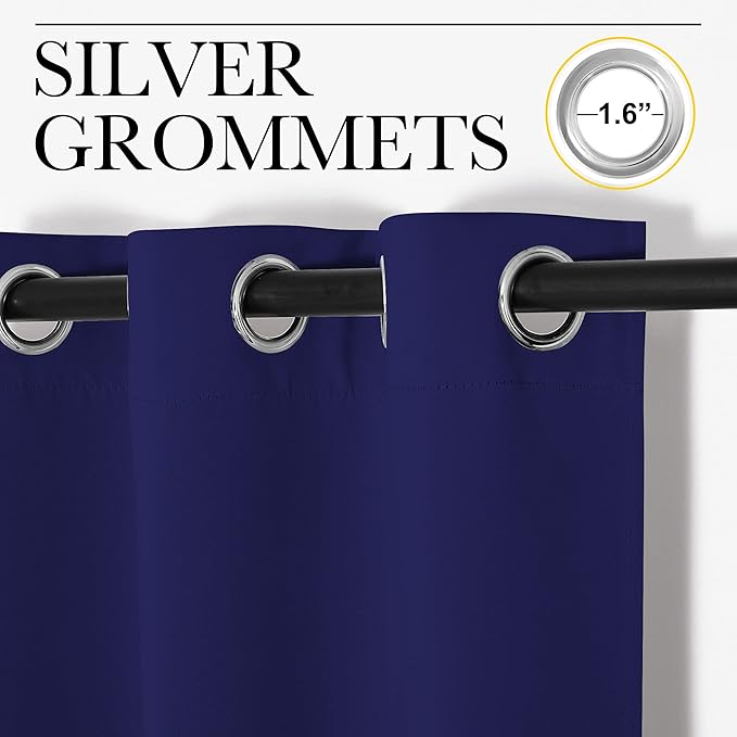 NICETOWN Navy Blue Blackout Curtains 96 inches Length for Living Room, 2 Panels, 55" Wide, Thermal Insulated Long Drapes for Large Window