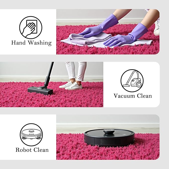 Rugs for Living Room 6x9, Alfombras para Salas Shag Large Plush Soft Area Rug, Shaggy Carpets for Bedroom, Kids Boys Girls Home Decor Aesthetic(Hot Pink, 6 x 9)