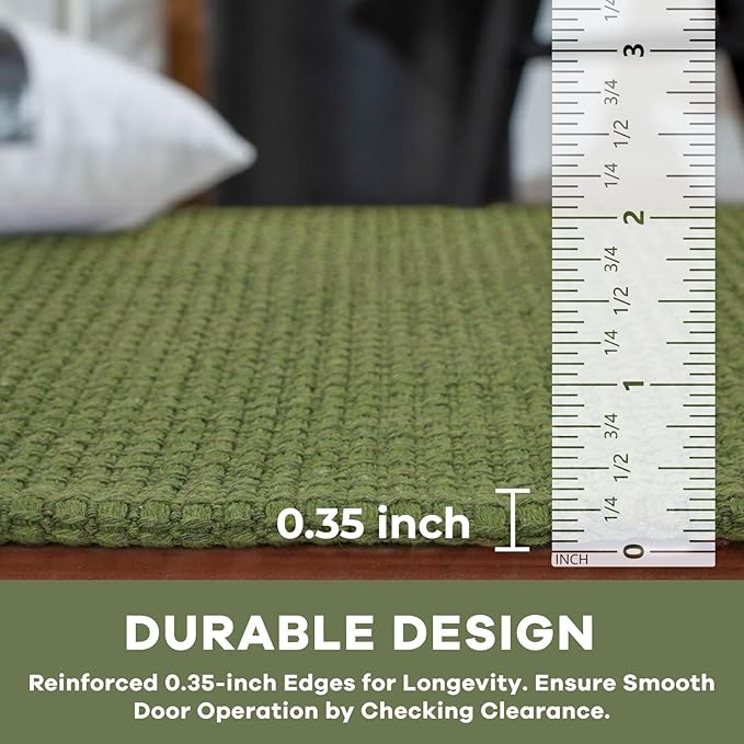 KOZYFLY Washable Area Rug 4x6 ft Non Slip Rubber Backed Living Room Rugs Braided Woven Cotton Kitchen Rugs Indoor Entryway Rug Floor Carpet for Dining Living Room Bedroom, Bright Green/Earthy Green