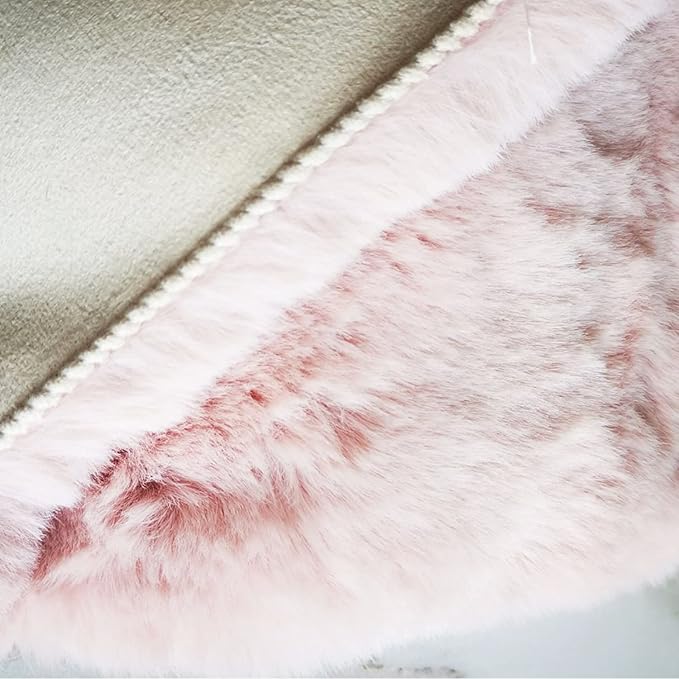 Ghouse Faux Rabbit Fur Round Rug 5ft Pink Round Rugs for Bedroom Decor Fluffy Area Rugs for Living Room, no-Shedding Carpet Sheepskin Washable Rug Rome Decor