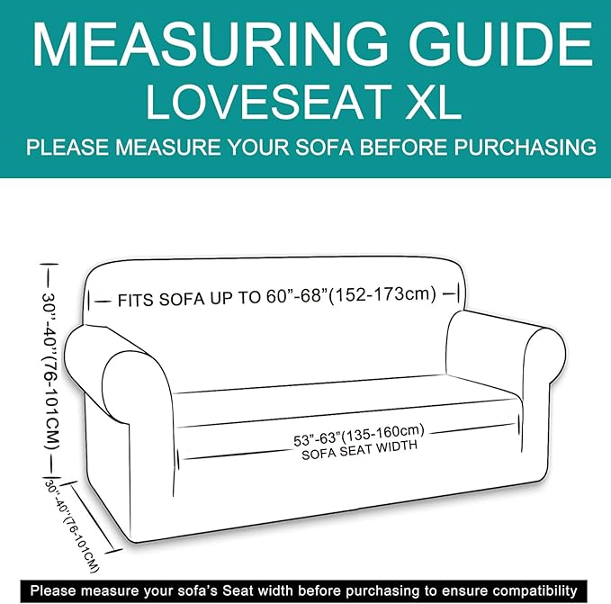 U-NICE HOME Oversized Stretch Loveseat Couch Cover Sofa Covers Washable Sofa Slipcover Furniture Protector for 2 Cushion Couch Sofa Pet Friendly, Beige