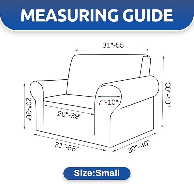 KEKUOU Stretch Single Sofa Slipcover 1 Piece Couch Sofa Cover (31"-55") Furniture Protector 1 Seater Sofa with Elastic Bottom for Kids,Pet.Jacquard Small Checked Pattern Fabric(Small,Dusty Pink)