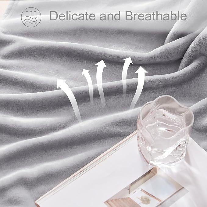 Exclusivo Mezcla Fleece Blanket Cal King Size for Bed, Super Soft and Warm, All Season, Cozy, Plush, Lightweight, 120x120 Inches, Light Grey