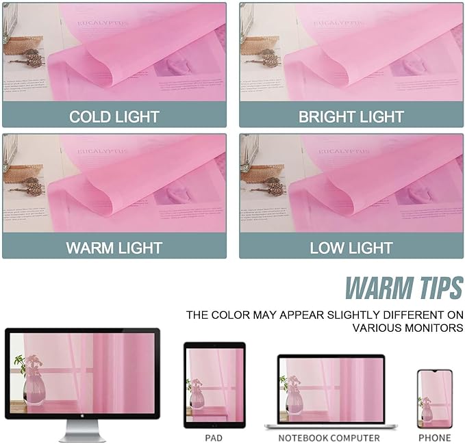 Light Pink Window Sheer Curtains 45 Inches Length, Voile Short Curtains for Living Room Bedroom, Modern Soft Window Drapes 2 Panels Set, Top Dual Rod Pocket Design, 2x42Wx45L Inches