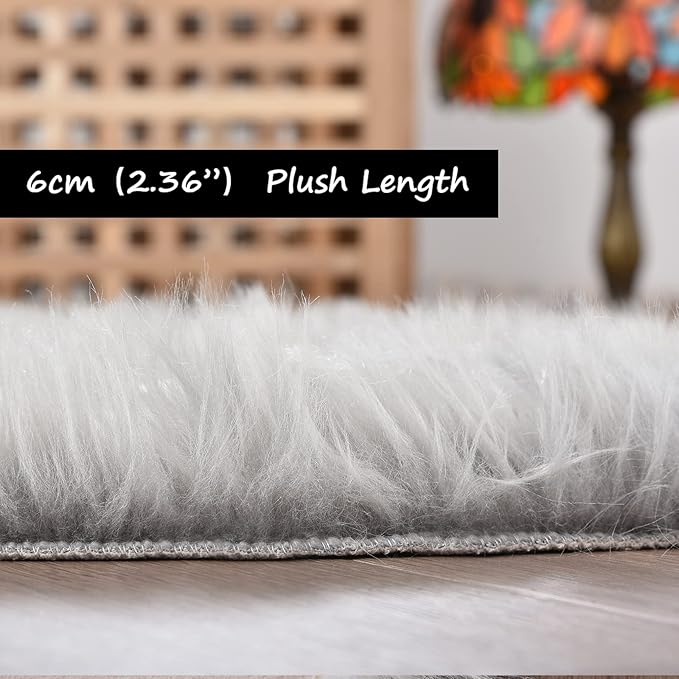 Goolela Grey Sheepskin Area Rug 10x12 Gray Fluffy Fuzzy Furry Carpet for Living Room Bedroom Faux Fur Plush Shaggy Washable Rectangle