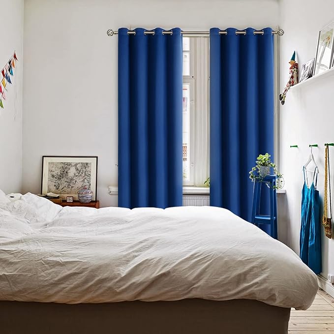 BGment Blackout Curtains for Bedroom - Grommet Thermal Insulated Room Darkening Curtains for Living Room, 52 x 95 Inch, 2 Panels, Royal Blue