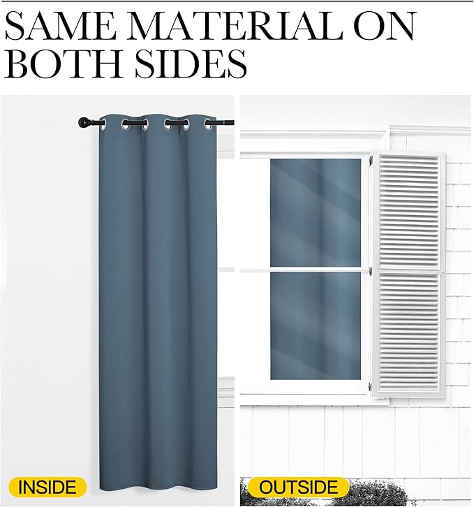 NICETOWN Smoky Blue Blackout Curtains 45 inches Length for Kitchen, 2 Panels, 29" Wide, Thermal Insulated Decoration Drapes for Small Window