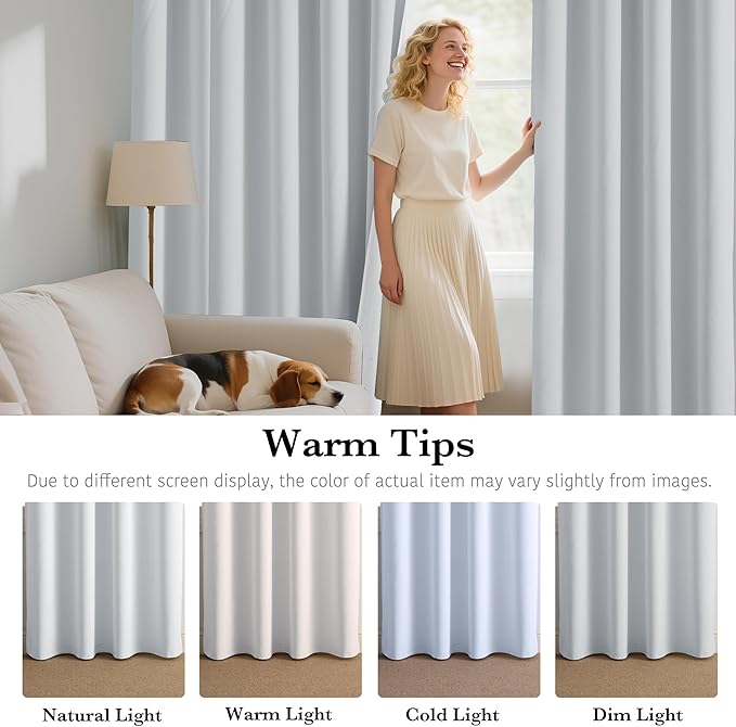 RYB HOME White 100% Blackout Curtains, Short Thermal Insulated Heat & UV Blocking Total Room Darkening Privacy Drapes for Small Window, Width 34 by Length 45, White, 2 Panels