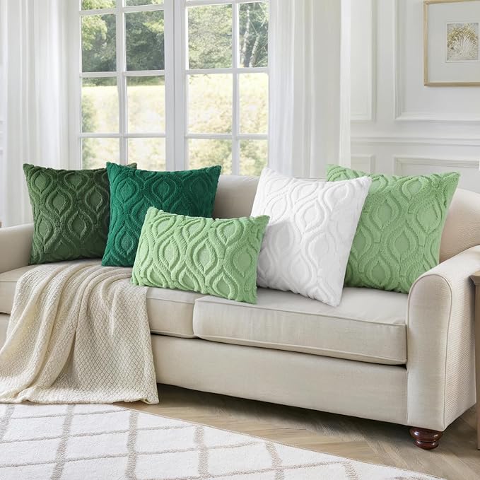 decorUhome Throw Pillow Covers 26x26 Inch Set of 2, Soft Plush Faux Wool Forest Elf Solid Couch Pillow Covers, Accent Euro Sham Farmhouse Neutral Square Pillow Cases for Sofa Bed Living Room