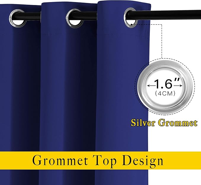 NICETOWN Blackout Living Room Curtains Extra Wide, Triple Weave Grommet Top Thermal Insulated Window Treatment Light Blocking Panels for Patio/Porch (Navy Blue, W80 x L84, Set of 2)