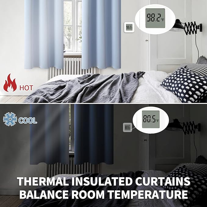 BGment Blackout Curtains for Living Room - Grommet Thermal Insulated Room Darkening Curtains for Bedroom, 2 Panels of 52 x 63 Inch, Spa Blue