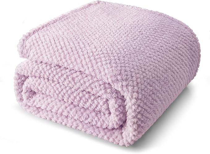 Whale Flotilla Twin Size Fuzzy Fleece Blanket for Bed, 60x80 Inch Fluffy Warm Soft Jacquard Blankets for All Season, Lightweight and Cozy, Lilac