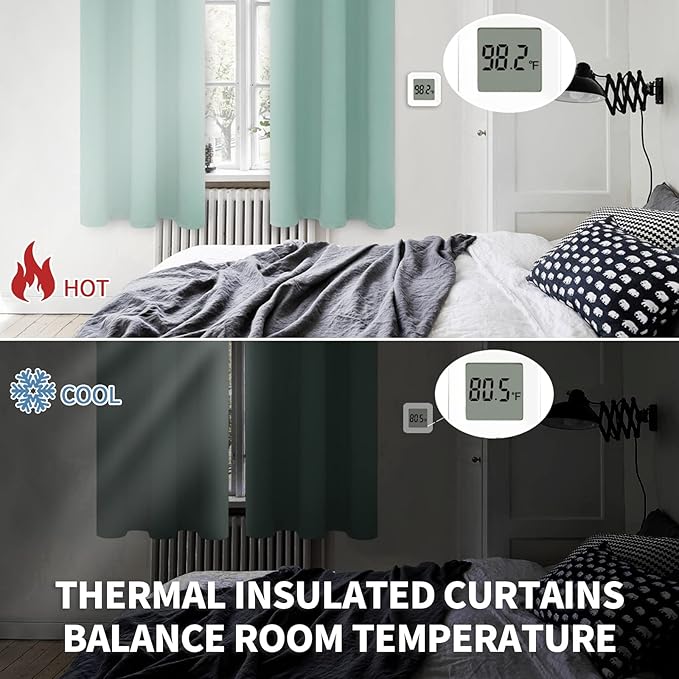 BGment Blackout Curtains - Grommet Thermal Insulated Room Darkening Bedroom and Living Room Curtains, Set of 2 Panels (70 x 84 Inch, Frosty Green)