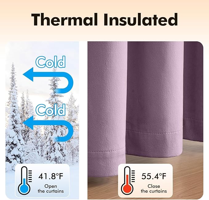 MIULEE Velvet Curtains Lavender Light Purple Elegant Grommet Thermal Insulated Soundproof Room Darkening Curtains/Drapes for Classical Living Room Bedroom Decor 52 x 96 Inch Set of 2