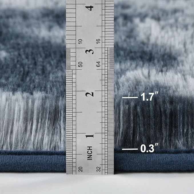 Deerhoo Large Shag Area Rugs 6 x 9, Tie-Dyed Plush Fuzzy Rugs for Living Room, Ultra Soft Fluffy Furry Rug for Bedroom, Indoor Carpet Nursery Rugs for Kids Room Home Decor, Blue and Grey