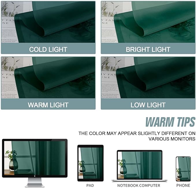 Green Sheer Curtains for Window 72 inches Long 2 Panels, Soft Airy Light Filtering Sheer Curtains for Christmas Decoration, Dual Rod Pocket Solid Window Drapes, Hunter Green, 2x42Wx72L inches