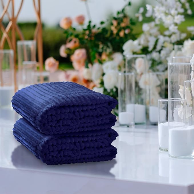 Buryeah 6 Pcs Flannel Throw Blanket Bulk 50 x 60 in Sleepover Blanket Outdoor Wedding Throw Lightweight, Oeko-tex Standard 100 Certified for Sofa Homeless Gifts (Navy)