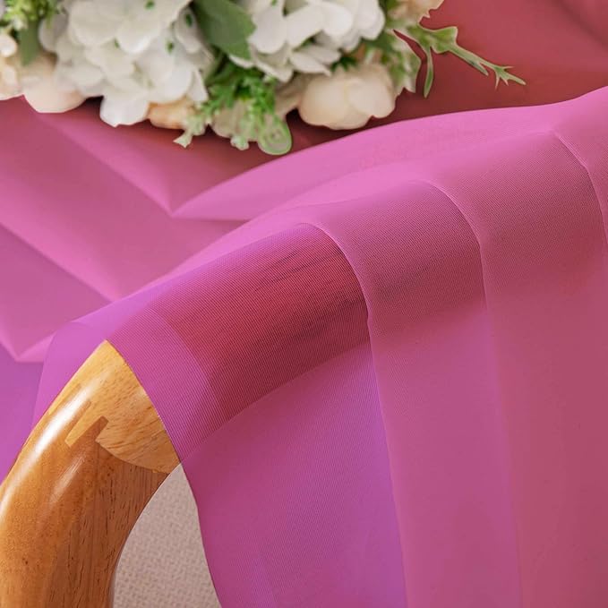 Chyhomenyc Hot Pink Sheer Curtains 30 inch Length 2 Panels, Light Filtering Voile Rod Pocket Short Window Curtians for Bathroom Living Room Farmhouse Small Windows, 42Wx30L inches