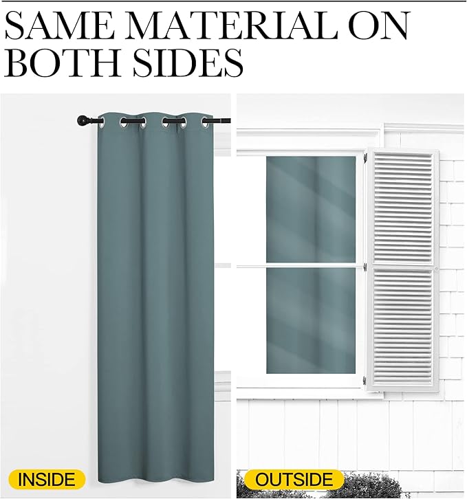 NICETOWN Modern Blackout Curtains Noise Reducing, Thermal Insulated and Privacy Room Darkening Drape Panels for Boy's Guest Room Door Small Short Window (Greyish Blue, 2 Panels, W34 x L45 -Inch)