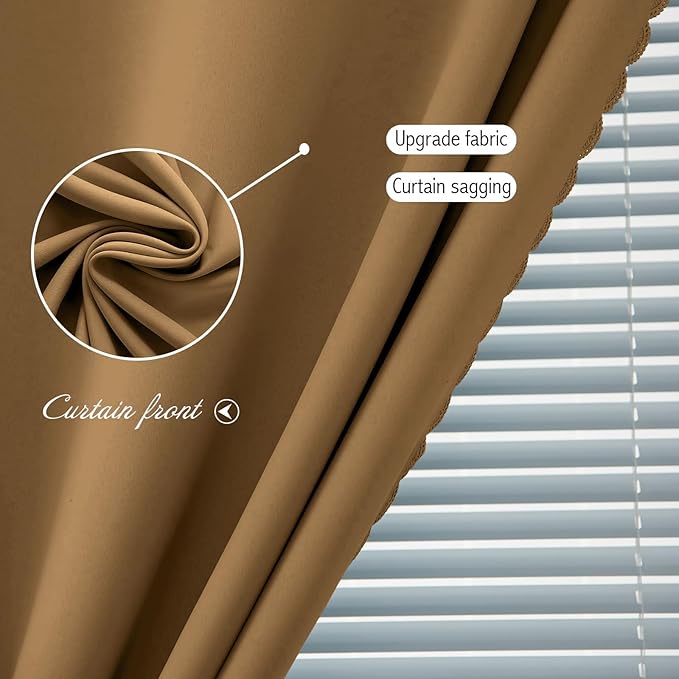Self Adhesive Curtains, Stick Curtain Blackout Shades Window Cover Curtains for Living Room No Drilling, 47" W X 84" L, Brown, 1 Panel