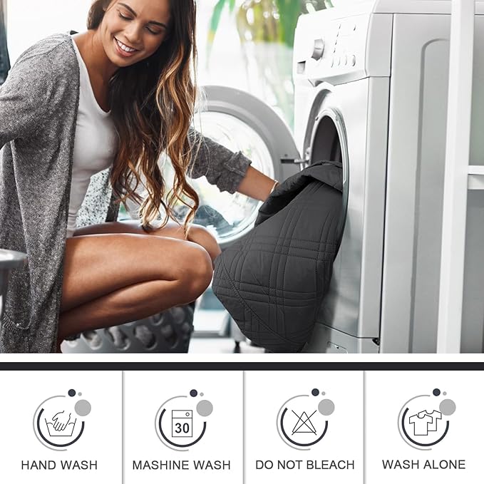 TAOCOCO 100% Waterproof Loveseat Recliner Cover, Non Slip Split Recliner Couch Cover with Elastic Straps, Washable Reclining Sofa Cover Furniture Protector for Kids, Pets(2 Seater, Charcoal Gray)