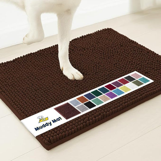 Muddy Mat® | Super Absorbent Door Mat Indoor, Microfiber Quick Dry Chenille Entryway Rug, Non-Slip Front Door Mat, Indoor Mats for Entryway, Machine Washable Pet Rug, Brown 16"x24"