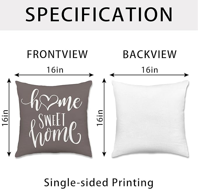 Hexagram Geometric Grey Pillow Covers 16x16 Set of 4, Decorative Outdoor Boho Modern Throw Pillow Covers, Home Sweet Home Farmhouse Cushion Case for Couch Sofa Bedroom Indoor Decor(No Insert)
