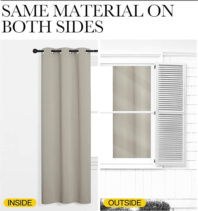 NICETOWN Natural Living Room Blackout Curtains for Windows, Eyelet Top Room Darkening Panels/Drapes for Bedroom (2 Panels, W42 x L84 inches)
