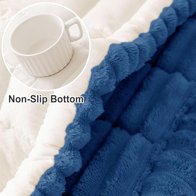 hyha Couch Covers for Dogs Washable, Non Slip Plush Dog Sofa Protectors, Fuzzy Pet Couch Covers for 3 Cushion Sofa Pet Friendly (Navy Blue, 27.6" x 59")