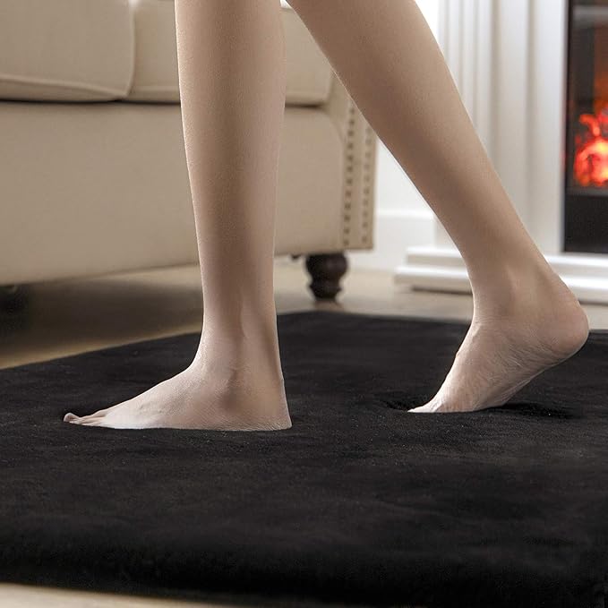 Ashler Faux Fur Rug, Ultra Soft Faux Rabbit Fur, Black Area Rugs, 3 x 5 Feet Rectangle, Machine Washable Nursery Decor Throw Rugs for Bedroom, Kids Room, Living Room