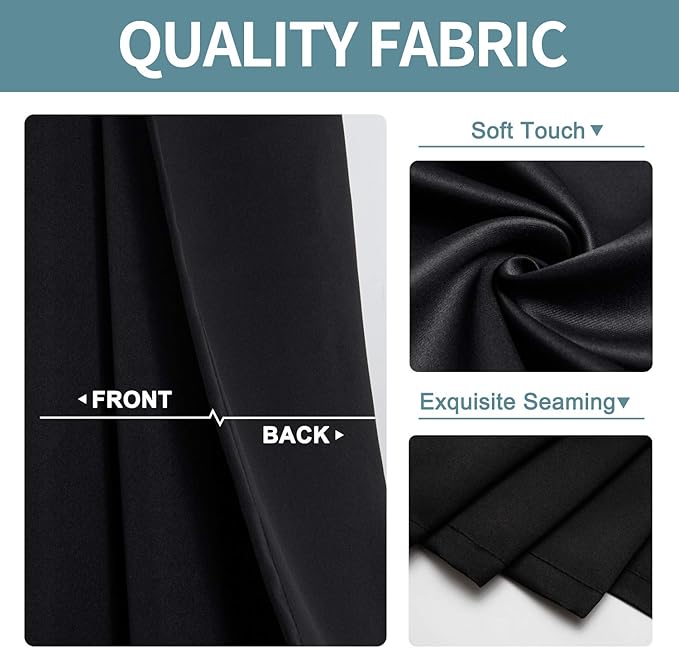 ChrisDowa Blackout Curtains 120 Inches Long 2 Panels Set for Living Room, Grommet Thermal Insulated Room Darkening Curtains for Bedroom (Black, 52 x 120 Inch)