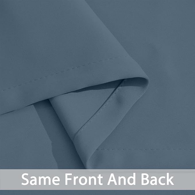 Yakamok Blackout Curtains Room Darkening Thermal Insulated Window Panels,Solid Grommet Top Drapes for Bedroom/Living Room(62Wx63L, Stone Blue, 2 Panels)